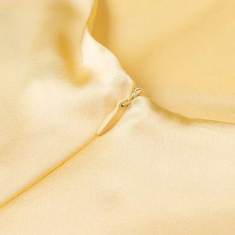 HH Women Summer Yellow Stain V Neck Sling Dress Elegant Sleeveless Loose Maxi ,Ladies Party Holiday Dresses